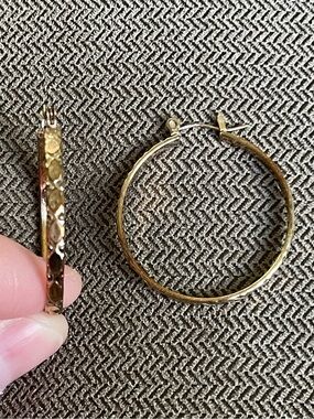 Gold Tone Sterling Silver Hoop Earrings
